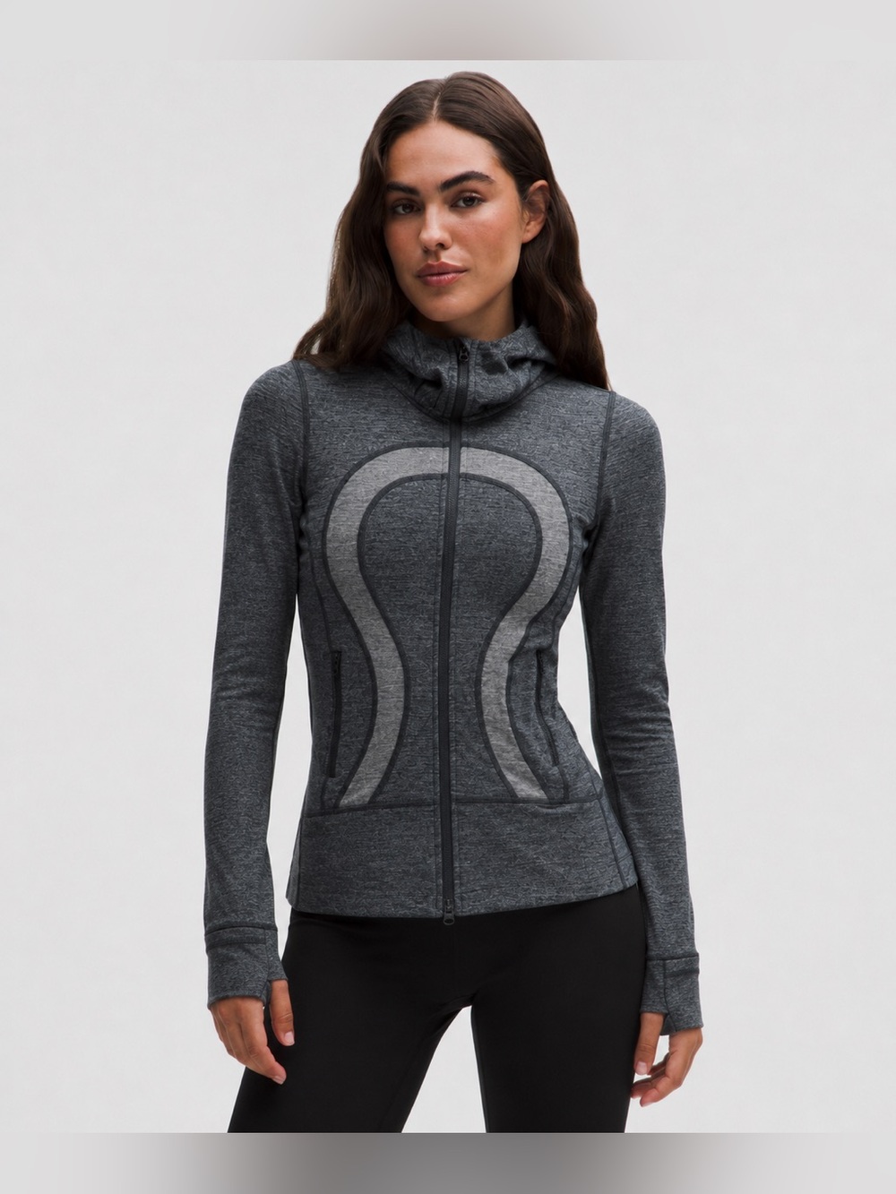 Lululemon Hooded Zip Funnel Neck Sweatshirt Jacket Gray 770